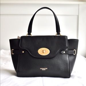 Coach Leather Black Flap Handbag